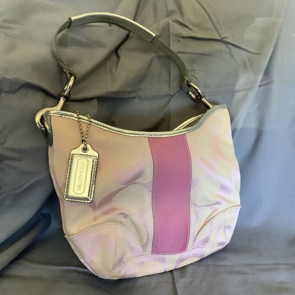 Coach Signature stripe pink Hobo - Picture 1 of 5